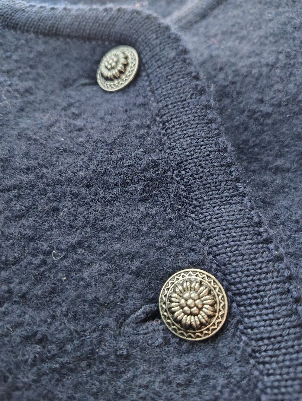 Vintage Brooks Brothers Navy Boiled Wool Cardigan Trachten Jacket Women's Size L - Picture 4 of 4
